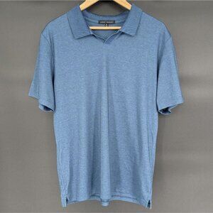 Robert Barakett Men's Casey Johnny Collar Polo XL Blue Pima Cotton Blend Golf